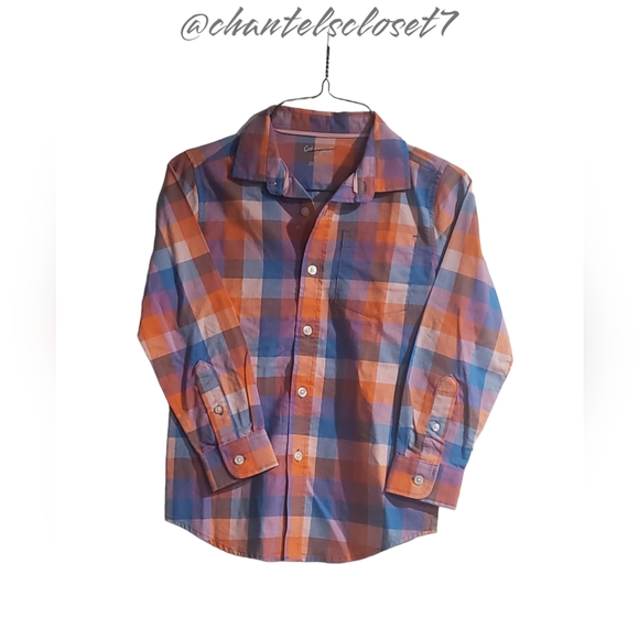 🏷2 For $20!!🏷NWT!! Cat&Jack Brand Plaid Button-Up Long Sleeve Top - Small(6/7) - Picture 3 of 9